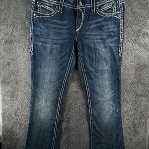 Rock Revival Luna Easy Boot Jeans Size 29 Blue Denim Embellished Ladies